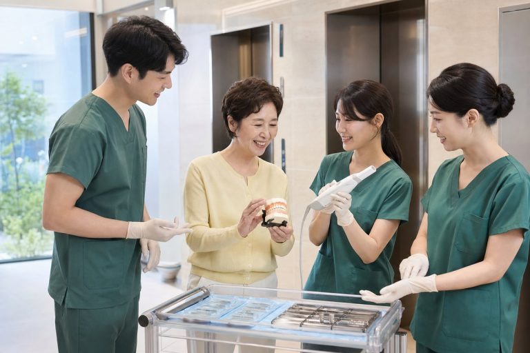 당일 식립 가능 여부를 상담받는 장면